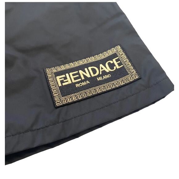 Mens Fendace Fendi Versace Collab Drawstring Swim Shorts Swimwear 56 3XL Black - Picture 2 of 9